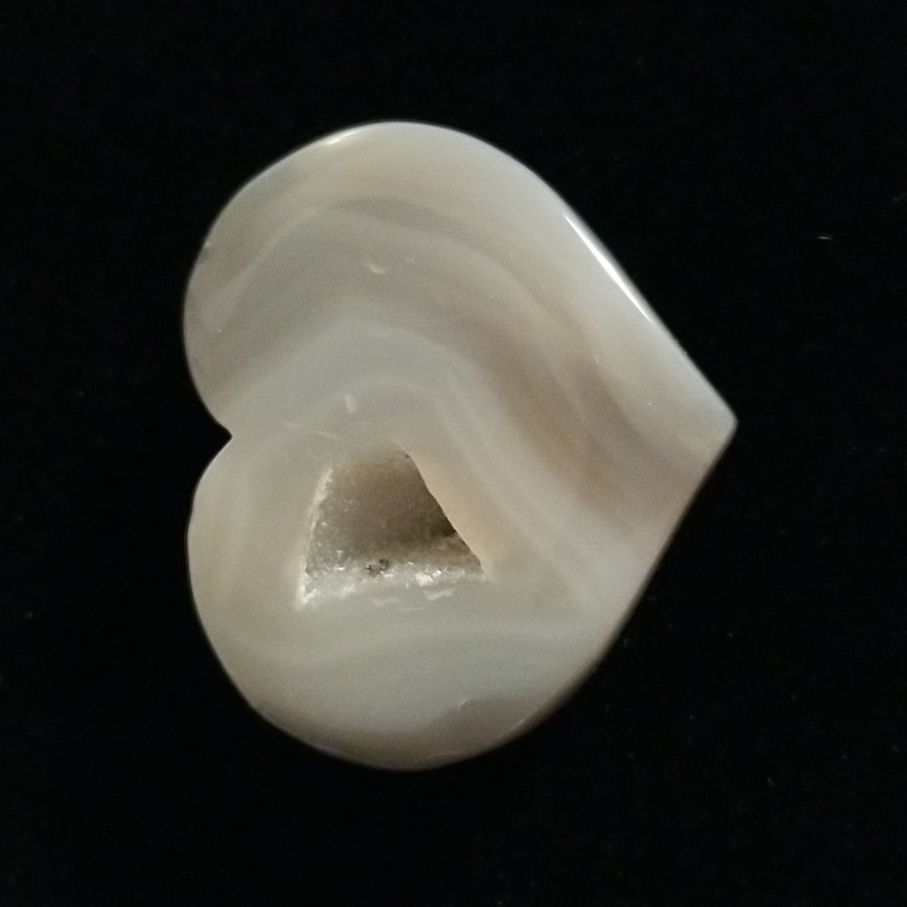 Botswana Agate Heart Palm Stone with Druzy